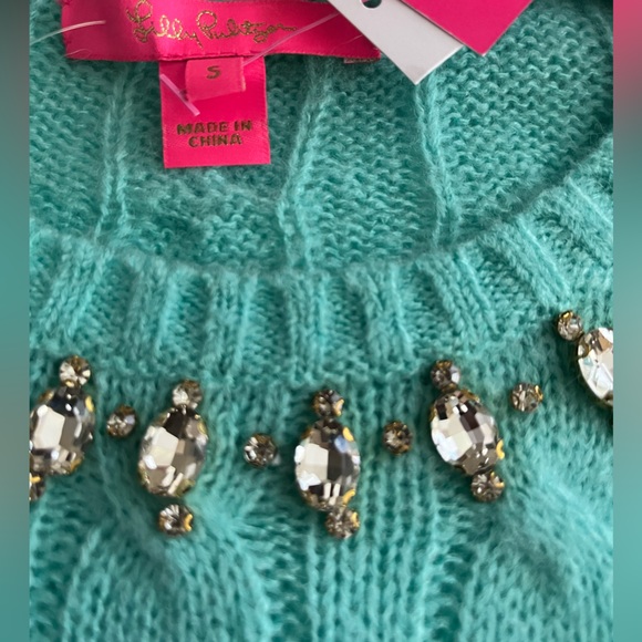 LILLY PULITZER Crystal Embellished LS Full Fashion Knit DARIO PULLOVER SWEATER - Picture 6 of 11